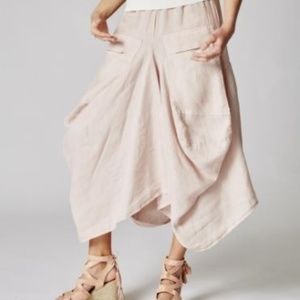Beige Sarouel style linen skirt with pockets